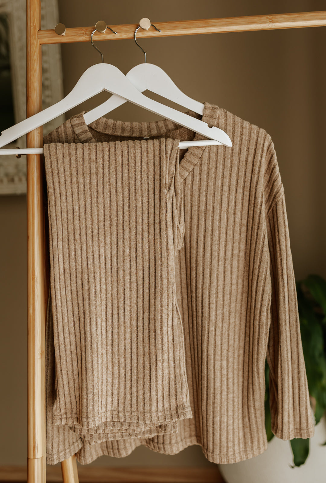 Women's Ribbed Lounge Set - Apricot