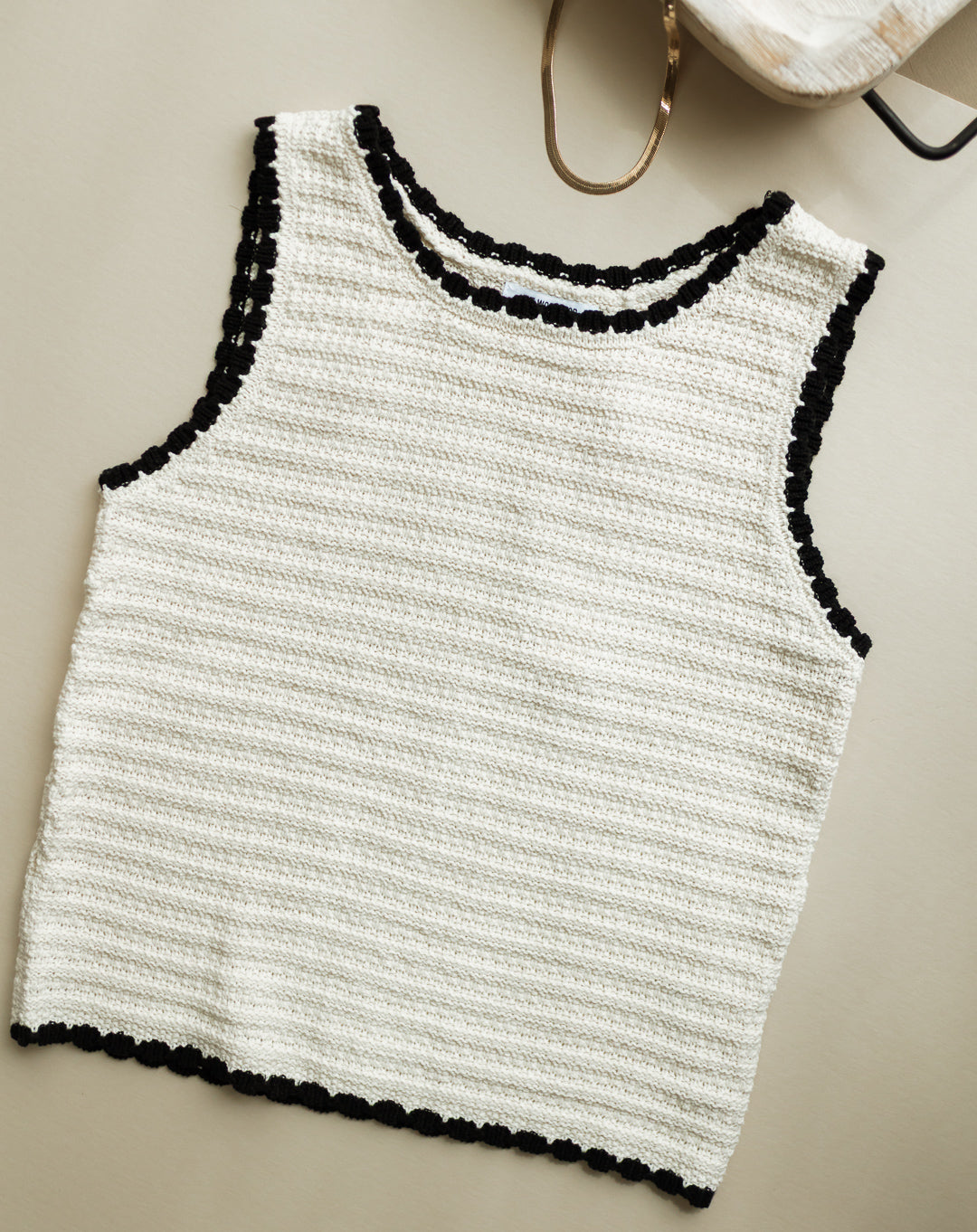 Women's Sleeveless Crochet Knit Top - Ivory