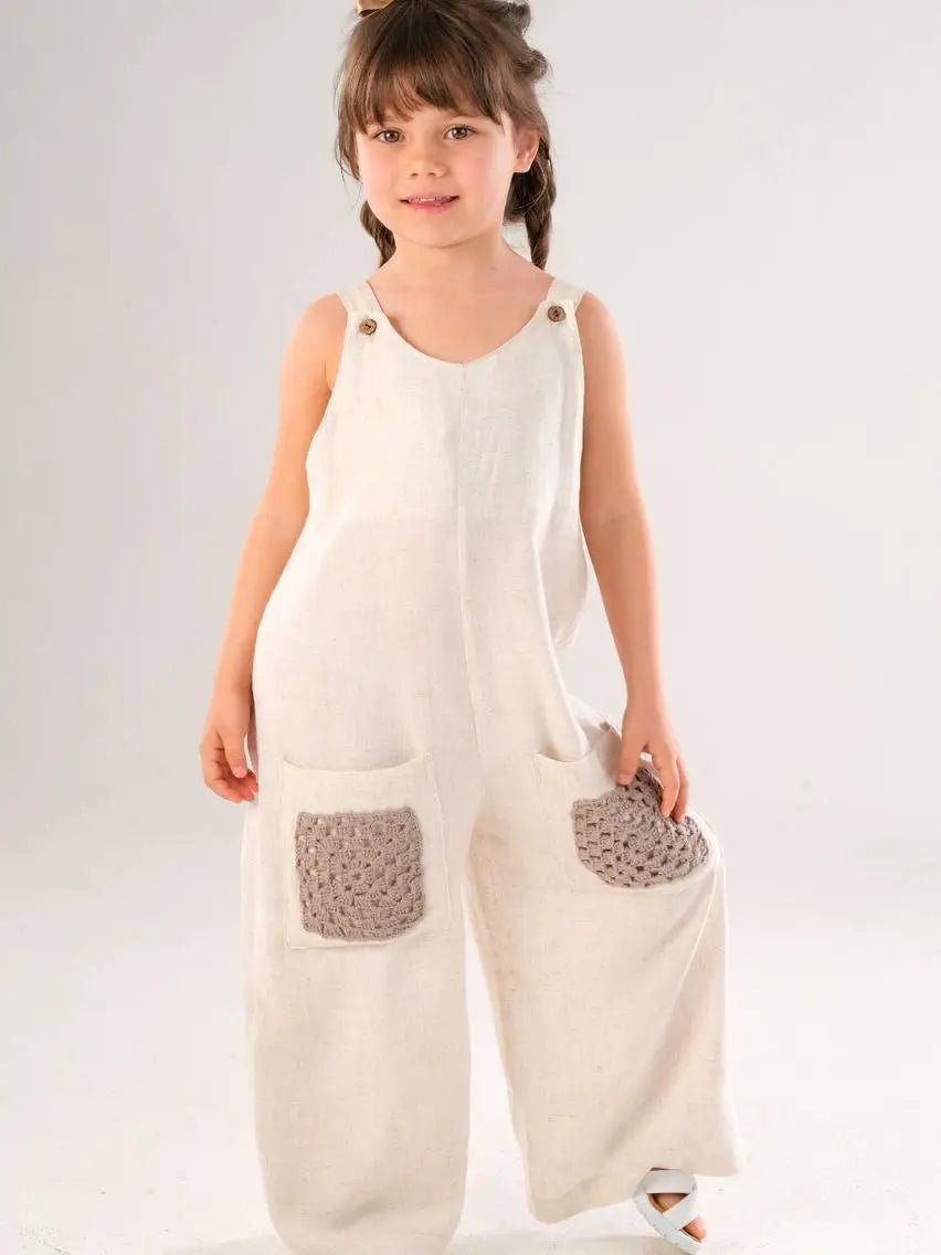 Girl's Boho Jumpsuit - Organic Linen