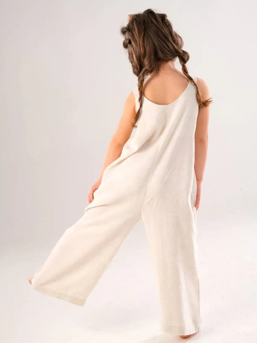 Girl's Boho Jumpsuit - Organic Linen