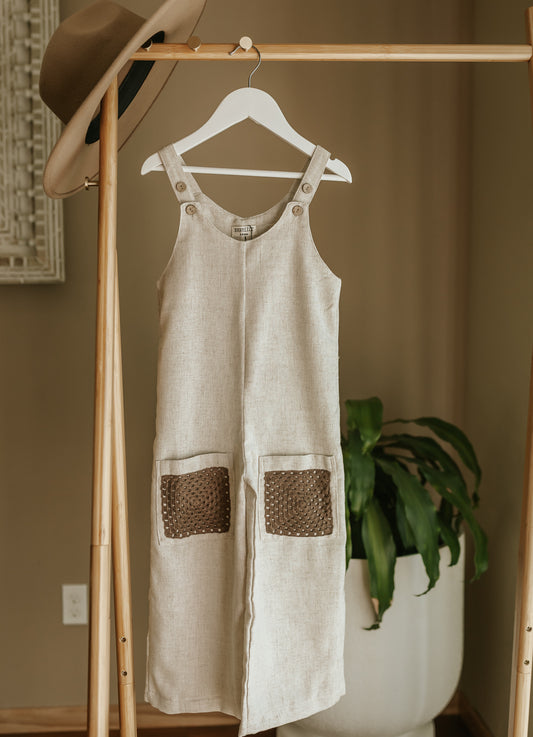 Girl's Boho Jumpsuit - Organic Linen