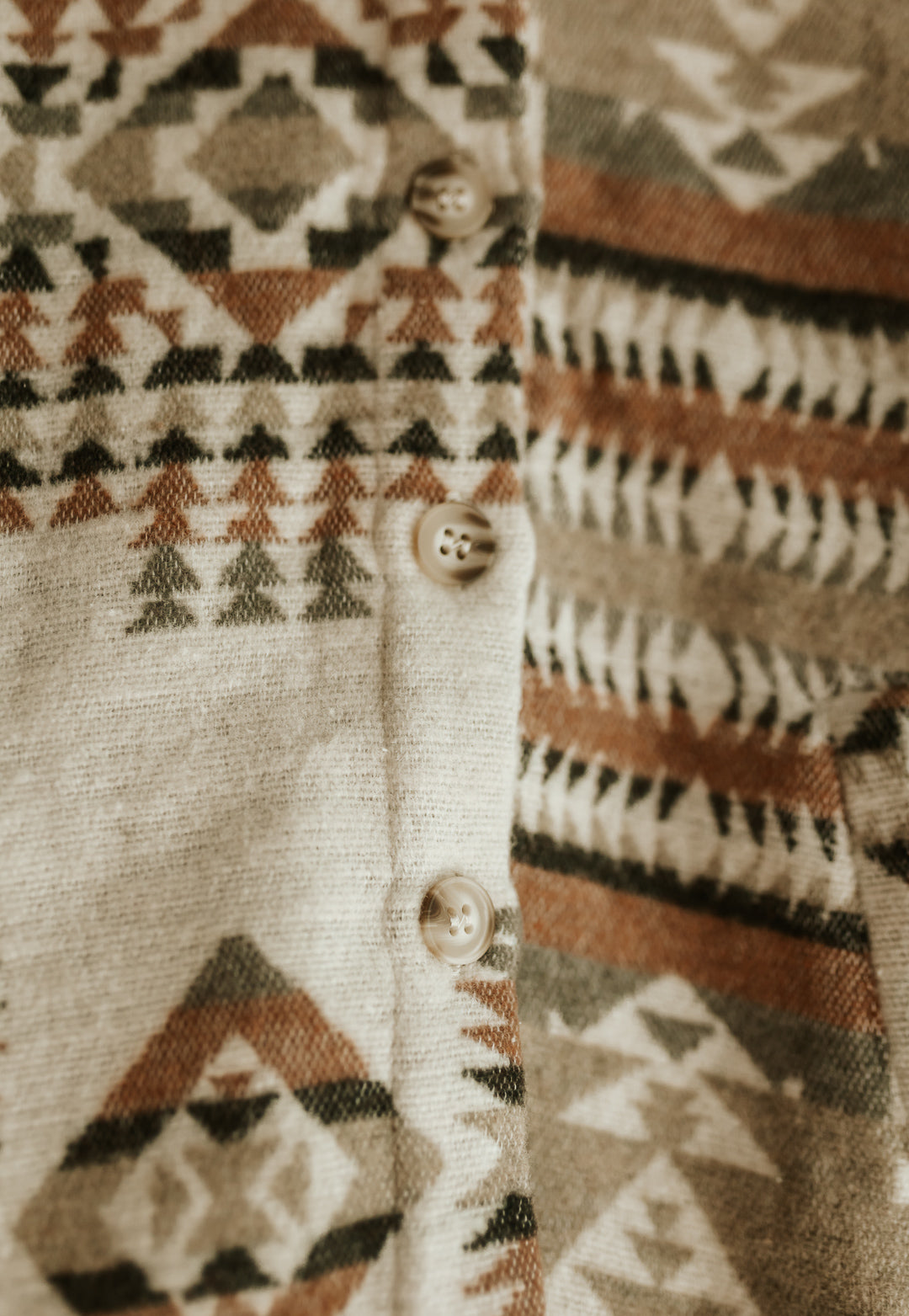 Kid's Button Up Cardigan - Aztec Khaki