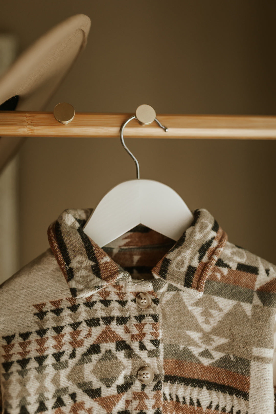 Kid's Button Up Cardigan - Aztec Khaki
