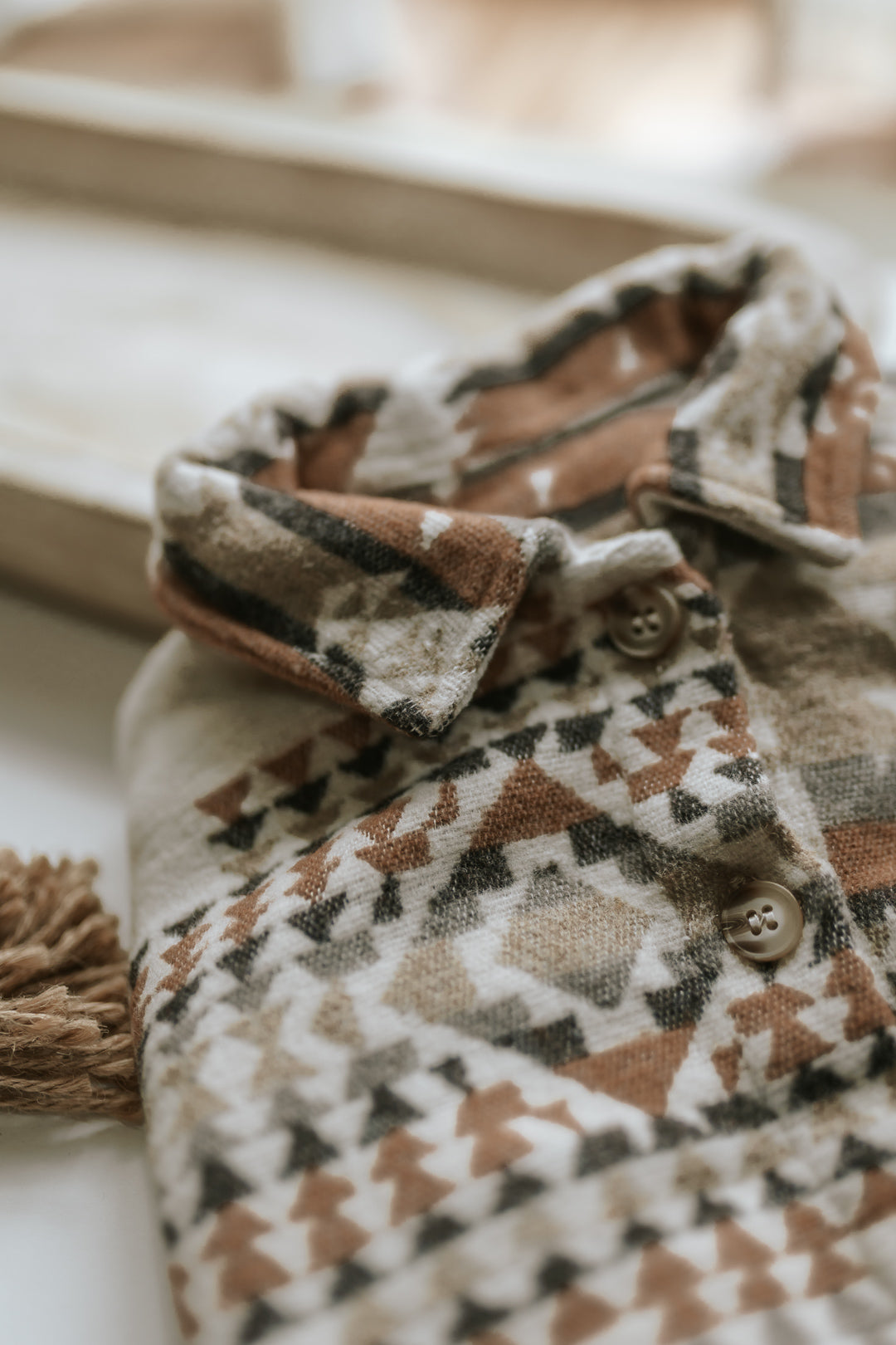 Kid's Button Up Cardigan - Aztec Khaki