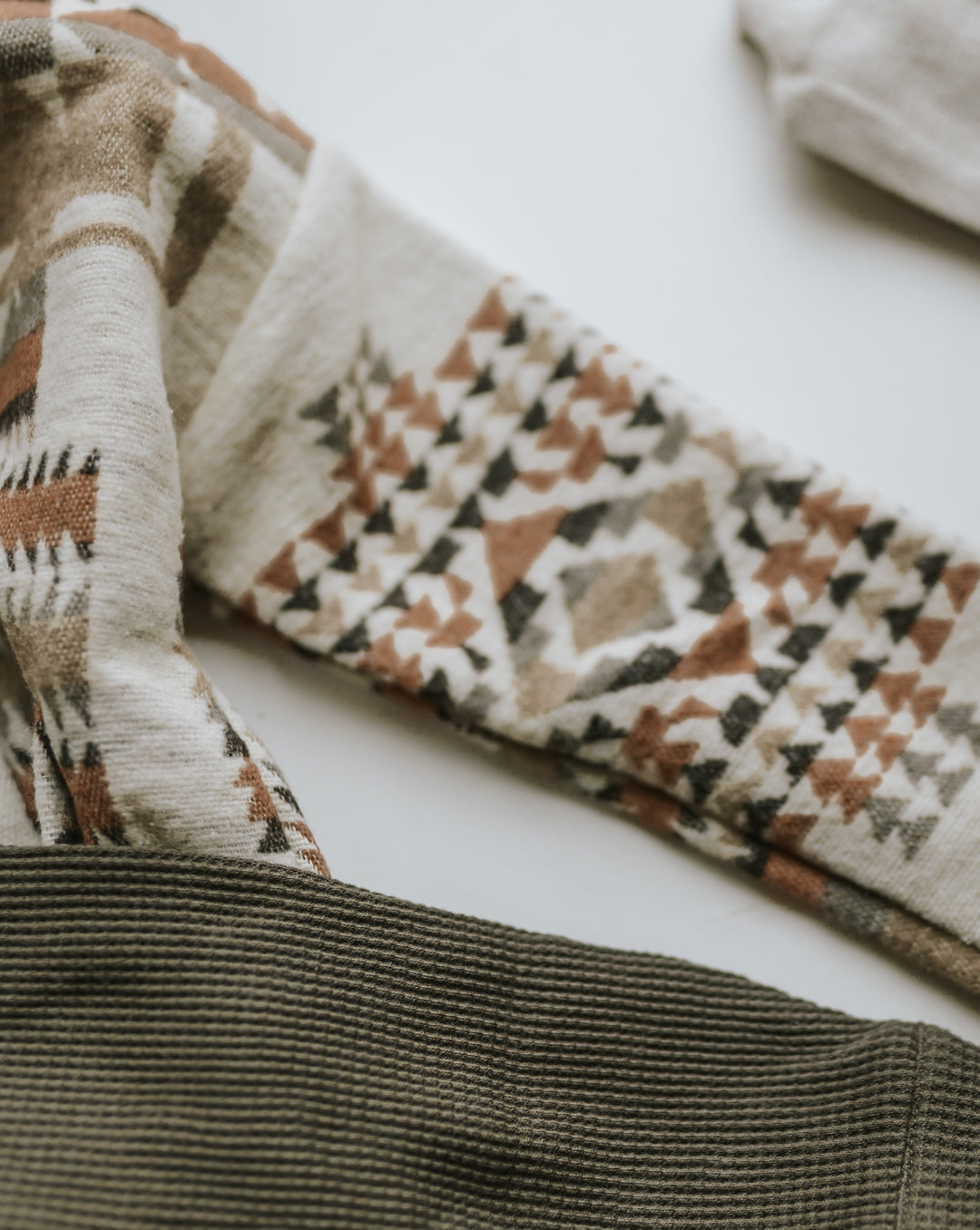 Kid's Button Up Cardigan - Aztec Khaki