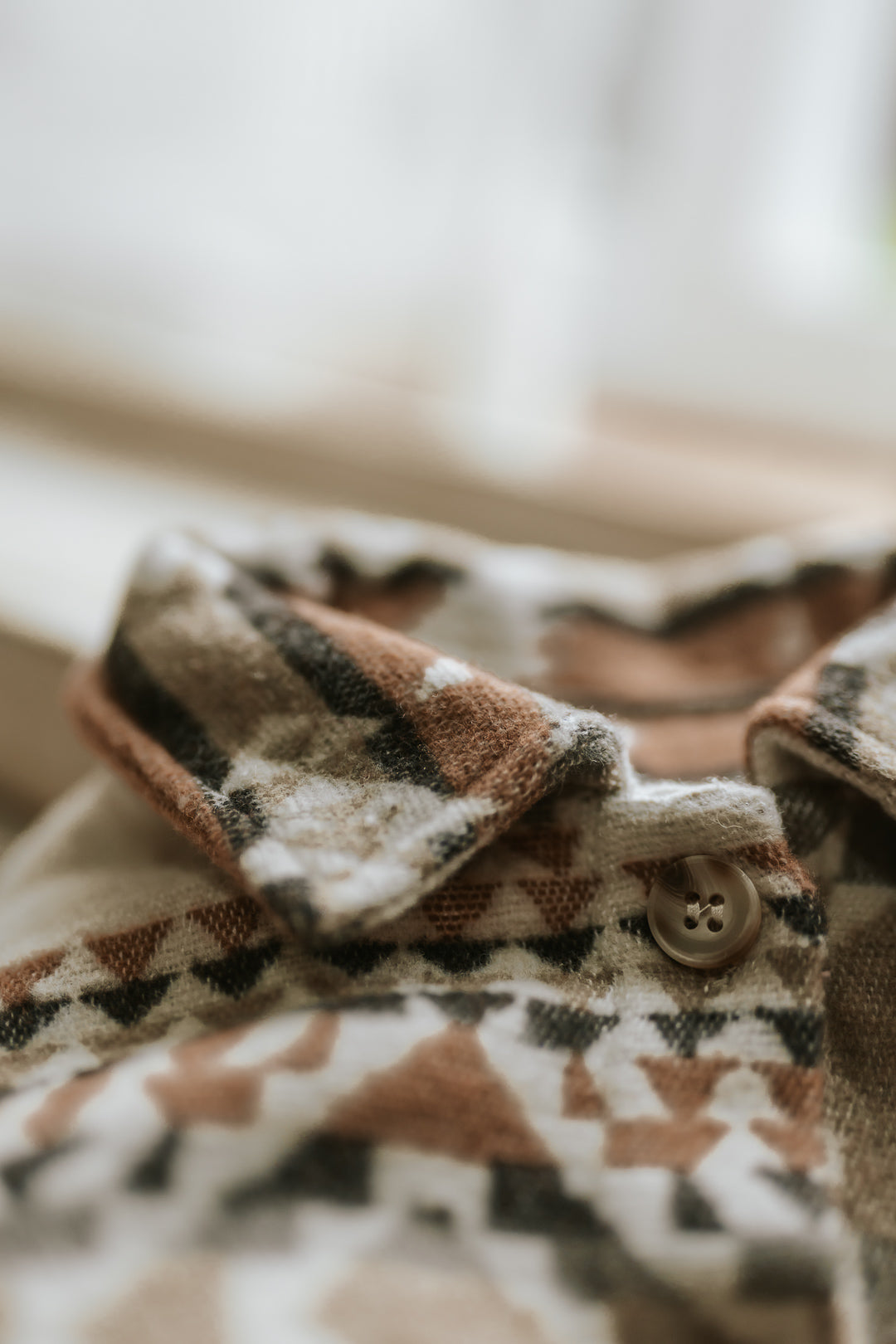 Kid's Button Up Cardigan - Aztec Khaki