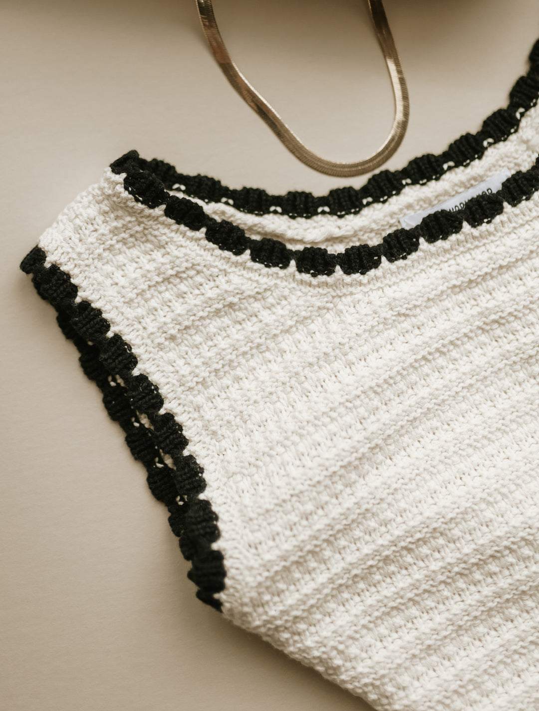 Women's Sleeveless Crochet Knit Top - Ivory