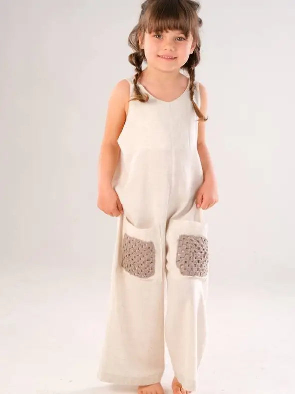 Girl's Boho Jumpsuit - Organic Linen